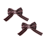 bonito hair bow stripes Baby and Toddler non slip hair clips Pinkberry Kisses Hair Bows hair clip set pair - Brown Pink