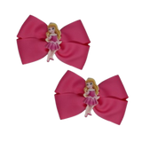  Cherish Hair Bow - Green Hair Bow with Disney Princess Aurora - 9cm Girls Hair Accessories - non slip hair clips hair bow Pinkberry Kisses Pair