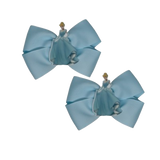 Cherish Hair Bow - Blue Hair Bow with Holly Hobble on a Princess Cinderella  - 9cm Girls Hair Accessories - non slip hair clips hair bow Pinkberry Kisses Pair 