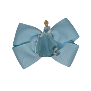 Cherish Hair Bow - Blue Hair Bow with Holly Hobble on a Princess Cinderella  - 9cm Girls Hair Accessories - non slip hair clips hair bow Pinkberry Kisses