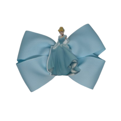 Cherish Hair Bow - Blue Hair Bow with Holly Hobble on a Princess Cinderella  - 9cm Girls Hair Accessories - non slip hair clips hair bow Pinkberry Kisses