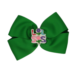 Cherish Hair Bow - Green Hair Bow with LOL SIS - 9cm Girls Hair Accessories - non slip hair clips hair bow Pinkberry Kisses