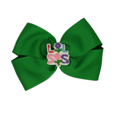 Cherish Hair Bow - Green Hair Bow with LOL SIS - 9cm Girls Hair Accessories - non slip hair clips hair bow Pinkberry Kisses