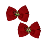 Cherish Hair Bow - Red Hair Bow with Ninja Turtle Raphael Badge - 9cm Girls Hair Accessories - non slip hair clips hair bow Pinkberry Kisses Pair