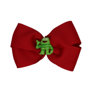 Cherish Hair Bow - Red Hair Bow with Yo Gabba Gabba - 9cm Girls Hair Accessories - non slip hair clips hair bow Pinkberry Kisses