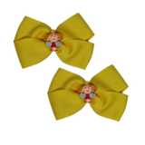 Cherish Hair Bow - Yellow Hair Bow with Little Kingdom Princess Holly - 9cm Girls Hair Accessories - non slip hair clips hair bow Pinkberry Kisses Pair 