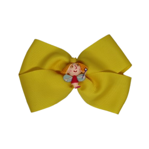 Cherish Hair Bow - Yellow Hair Bow with Little Kingdom Princess Holly - 9cm Girls Hair Accessories - non slip hair clips hair bow Pinkberry Kisses