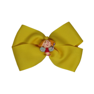 Cherish Hair Bow - Yellow Hair Bow with Little Kingdom Princess Holly - 9cm Girls Hair Accessories - non slip hair clips hair bow Pinkberry Kisses