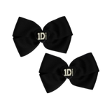 Cherish Hair Bow - Black Hair Bow with One Direction Badge - 9cm Girls Hair Accessories - non slip hair clips hair bow Pinkberry Kisses Pair 