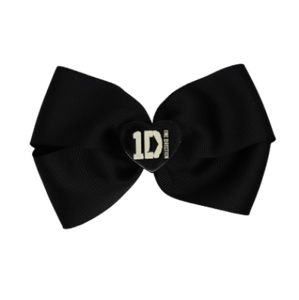 Cherish Hair Bow - Black Hair Bow with One Direction Badge - 9cm Girls Hair Accessories - non slip hair clips hair bow Pinkberry Kisses