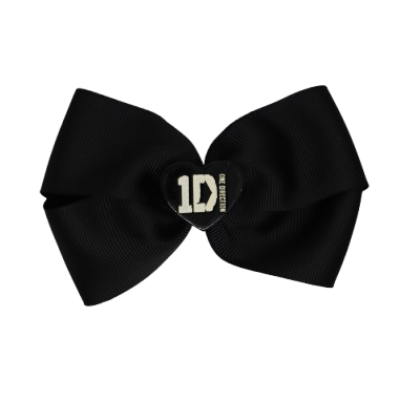 Cherish Hair Bow - Black Hair Bow with One Direction Badge - 9cm Girls Hair Accessories - non slip hair clips hair bow Pinkberry Kisses