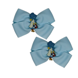 Cherish Hair Bow - Blue Hair Bow with Holly Hobble 3D - 9cm Girls Hair Accessories - non slip hair clips hair bow Pinkberry Kisses Pair 