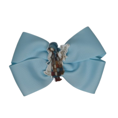 Cherish Hair Bow - Blue Hair Bow with Holly Hobble Badge - 9cm Girls Hair Accessories - non slip hair clips hair bow Pinkberry Kisses