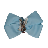 Cherish Hair Bow - Blue Hair Bow with Holly Hobble Badge - 9cm Girls Hair Accessories - non slip hair clips hair bow Pinkberry Kisses