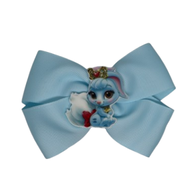 Cherish Hair Bow - Blue Hair Bow with Prince Palace Pets Berry - 9cm Girls Hair Accessories - non slip hair clips hair bow Pinkberry Kisses