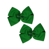 Cherish Hair Bow - Emerald Green Hair Bow with St Patrick's Clover Badge - 9cm Girls Hair Accessories - non slip hair clips hair bow Pair Pinkberry Kisses