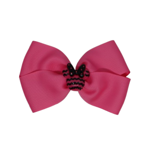 Cherish Hair Bow - Pink Hair Bow with Minnie Mouse Badge - 9cm Girls Hair Accessories - non slip hair clips hair bow Pinkberry Kisses