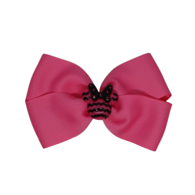 Cherish Hair Bow - Pink Hair Bow with Minnie Mouse Badge - 9cm Girls Hair Accessories - non slip hair clips hair bow Pinkberry Kisses