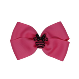 Cherish Hair Bow - Pink Hair Bow with Minnie Mouse Badge - 9cm Girls Hair Accessories - non slip hair clips hair bow Pinkberry Kisses