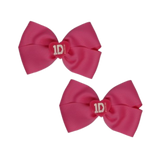 Cherish Hair Bow - Bright Pink Hair Bow with One Direction Badge - 9cm Girls Hair Accessories - non slip hair clips hair bow Pinkberry Kisses pair 