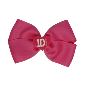 Cherish Hair Bow - Bright Pink Hair Bow with One Direction Badge - 9cm Girls Hair Accessories - non slip hair clips hair bow Pinkberry Kisses