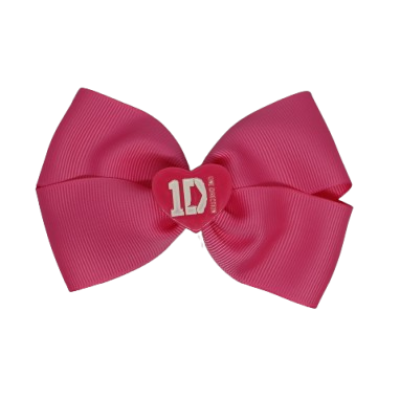 Cherish Hair Bow - Bright Pink Hair Bow with One Direction Badge - 9cm Girls Hair Accessories - non slip hair clips hair bow Pinkberry Kisses