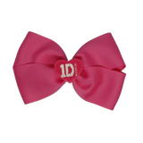 Cherish Hair Bow - Bright Pink Hair Bow with One Direction Badge - 9cm Girls Hair Accessories - non slip hair clips hair bow Pinkberry Kisses