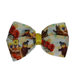 Cherish Hair Bow - Lego Movie - Non slip hair clip bow accessories Pinkberry kisses 