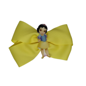 Cherish Hair Bow - Lemon Yellow Hair Bow with Snow White Badge - 9cm Girls Hair Accessories - non slip hair clips hair bow Pinkberry Kisses