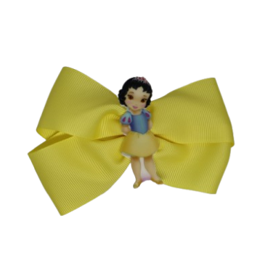 Cherish Hair Bow - Lemon Yellow Hair Bow with Snow White Badge - 9cm Girls Hair Accessories - non slip hair clips hair bow Pinkberry Kisses