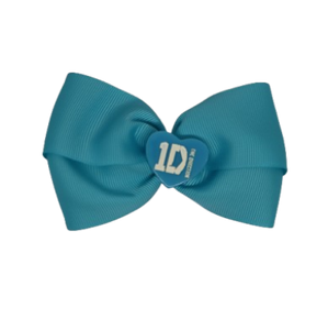 Cherish Hair Bow - Light Blue Hair Bow with One Direction Badge - 9cm Girls Hair Accessories - non slip hair clips hair bow Pinkberry Kisses