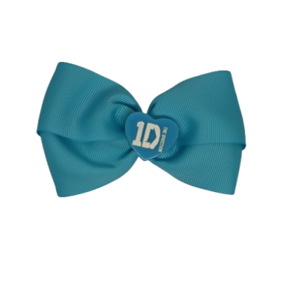 Cherish Hair Bow - Light Blue Hair Bow with One Direction Badge - 9cm Girls Hair Accessories - non slip hair clips hair bow Pinkberry Kisses