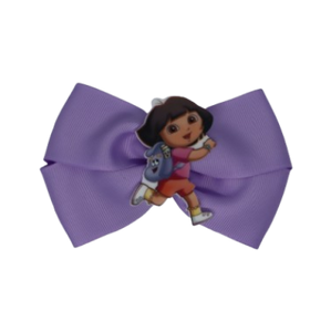 Cherish Hair Bow - Light Orchid Hair Bow with Dora the Explorer - 9cm Girls Hair Accessories - non slip hair clips hair bow Pinkberry Kisses