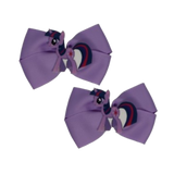 Cherish Hair Bow - Purple Hair Bow with My Little Ping Twilight Badge - 9cm Girls Hair Accessories - non slip hair clips hair bow Pinkberry Kisses Pair 