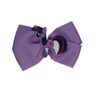 Cherish Hair Bow - Purple Hair Bow with My Little Ping Twilight Badge - 9cm Girls Hair Accessories - non slip hair clips hair bow Pinkberry Kisses