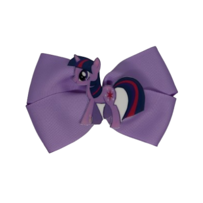 Cherish Hair Bow - Purple Hair Bow with My Little Ping Twilight Badge - 9cm Girls Hair Accessories - non slip hair clips hair bow Pinkberry Kisses