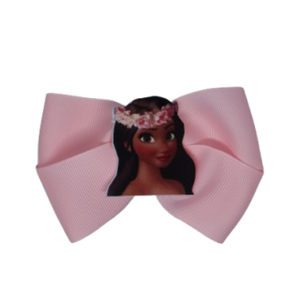 Cherish Hair Bow - Light Pink Hair Bow with Moana - 9cm Girls Hair Accessories - non slip hair clips hair bow Pinkberry Kisses