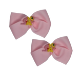 Cherish Hair Bow - Light Pink Hair Bow with a My Little Pony Fluttershy Badge- 9cm Girls Hair Accessories - non slip hair clips hair bow Pinkberry Kisses Pair 