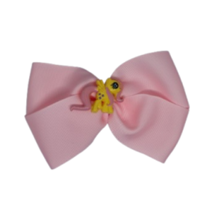 Cherish Hair Bow - Light Pink Hair Bow with a My Little Pony Fluttershy Badge- 9cm Girls Hair Accessories - non slip hair clips hair bow Pinkberry Kisses