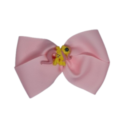 Cherish Hair Bow - Light Pink Hair Bow with a My Little Pony Fluttershy Badge- 9cm Girls Hair Accessories - non slip hair clips hair bow Pinkberry Kisses