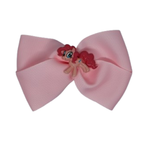 Cherish Hair Bow - Light Pink Hair Bow with a My Little Pony Pinkie Pie Badge- 9cm Girls Hair Accessories - non slip hair clips hair bow Pinkberry Kisses