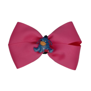 Cherish Hair Bow - Pink Hair Bow with Eeyore Badge - 9cm Girls Hair Accessories - non slip hair clips hair bow Pinkberry Kisses