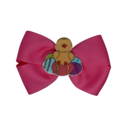 Cherish Hair Bow - Pink Hair Bow with a Chicken with Easter Eggs - 9cm Girls Hair Accessories - non slip hair clips hair bow Pinkberry Kisses
