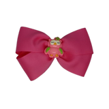 Cherish Hair Bow - Pink Hair Bow with a Owl Badge - 9cm Girls Hair Accessories - non slip hair clips hair bow Pinkberry Kisses