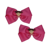 Cherish Hair Bow - Pink Hair Bow with Boo - 9cm Girls Hair Accessories - non slip hair clips hair bow Pinkberry Kisses Pair 