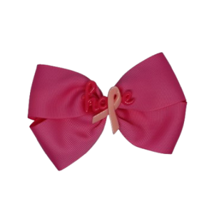 Cherish Hair Bow - Pink Hair Bow with Hope Badge - 9cm  Girls Hair Accessories hair Tie - non slip hair clips hair bow Pinkberry Kisses