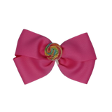 Cherish Hair Bow - Pink Hair Bow with a Lollipop Badge - 9cm Girls Hair Accessories - non slip hair clips hair bow Pinkberry Kisses