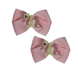 Cherish Hair Bow - Pink Hair Bow with My Little Ping Fluttershy Badge - 9cm Girls Hair Accessories - non slip hair clips hair bow Pinkberry Kisses Pair 