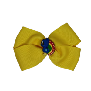 Cherish Hair Bow - Yellow Hair Bow with a Peacock - 9cm Girls Hair Accessories - non slip hair clips hair bow Pinkberry Kisses