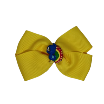 Cherish Hair Bow - Yellow Hair Bow with a Peacock - 9cm Girls Hair Accessories - non slip hair clips hair bow Pinkberry Kisses